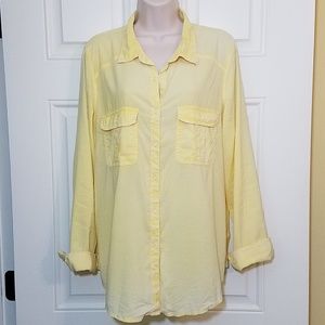 MAURICES Yellow Button Up Top